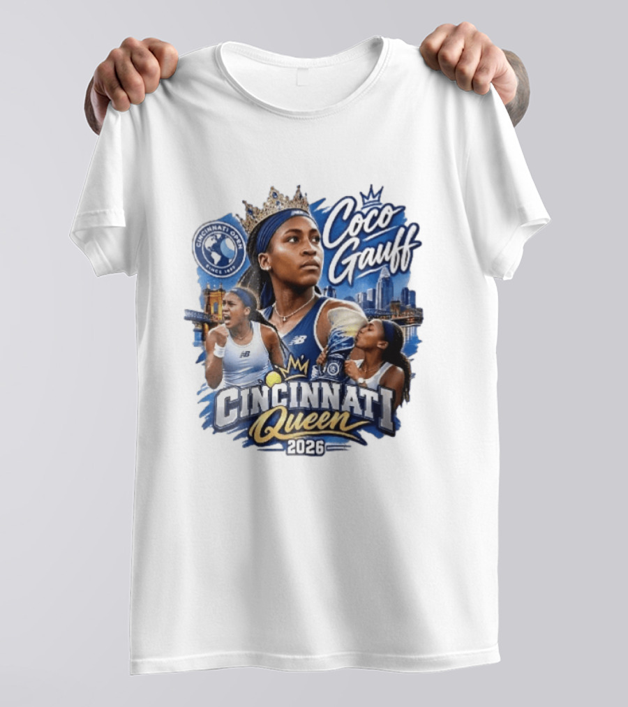 Coco Gauff Cincinnati Queen 2026 Tennis Champion Crowned Skyline T-Shirt
