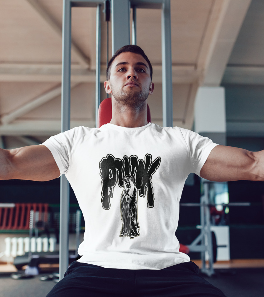 Punk Dripping Hooded Skeleton Praying Crown Of Thorns T-Shirt
