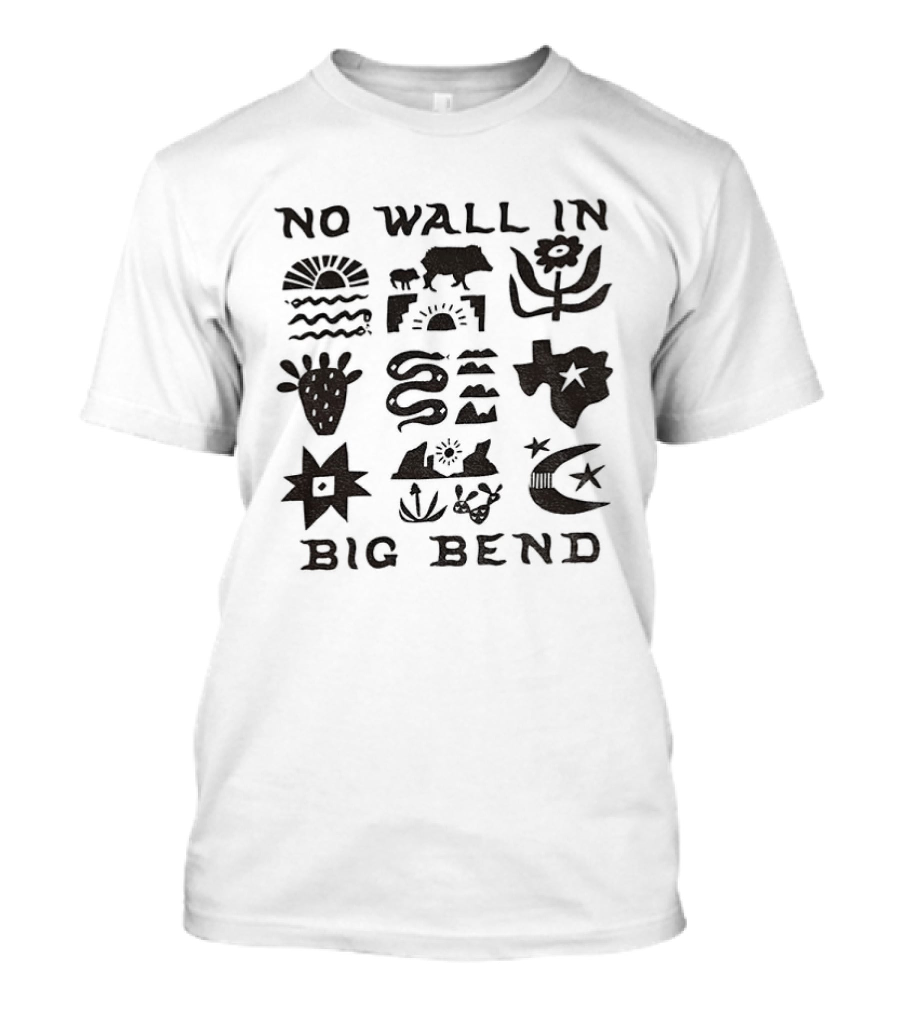 No Wall In Big Bend Texas Desert Wildlife Cactus Mountain Scenery T-Shirt