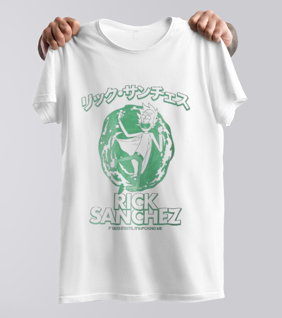 Rick Sanchez Jumping Green Portal Here I Go Rickity Rickity Wrecked Son T-Shirt