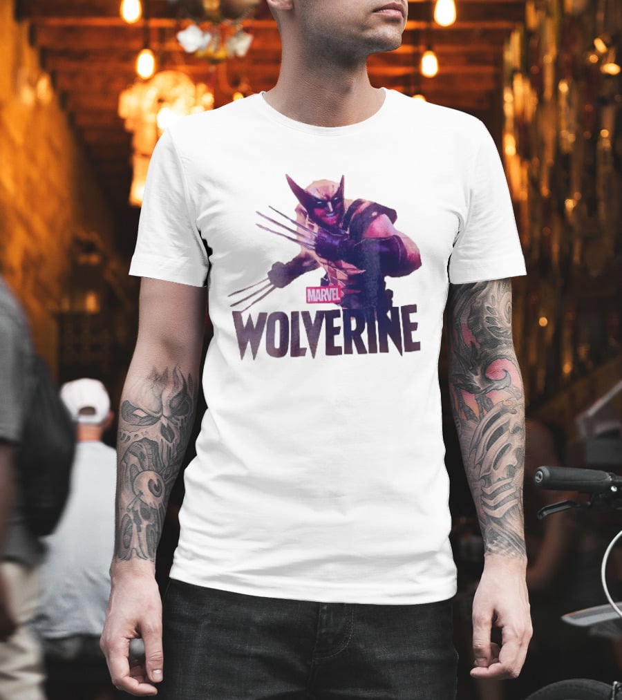 Marvel Wolverine Masked Superhero Claws Extended Purple Glow T-Shirt
