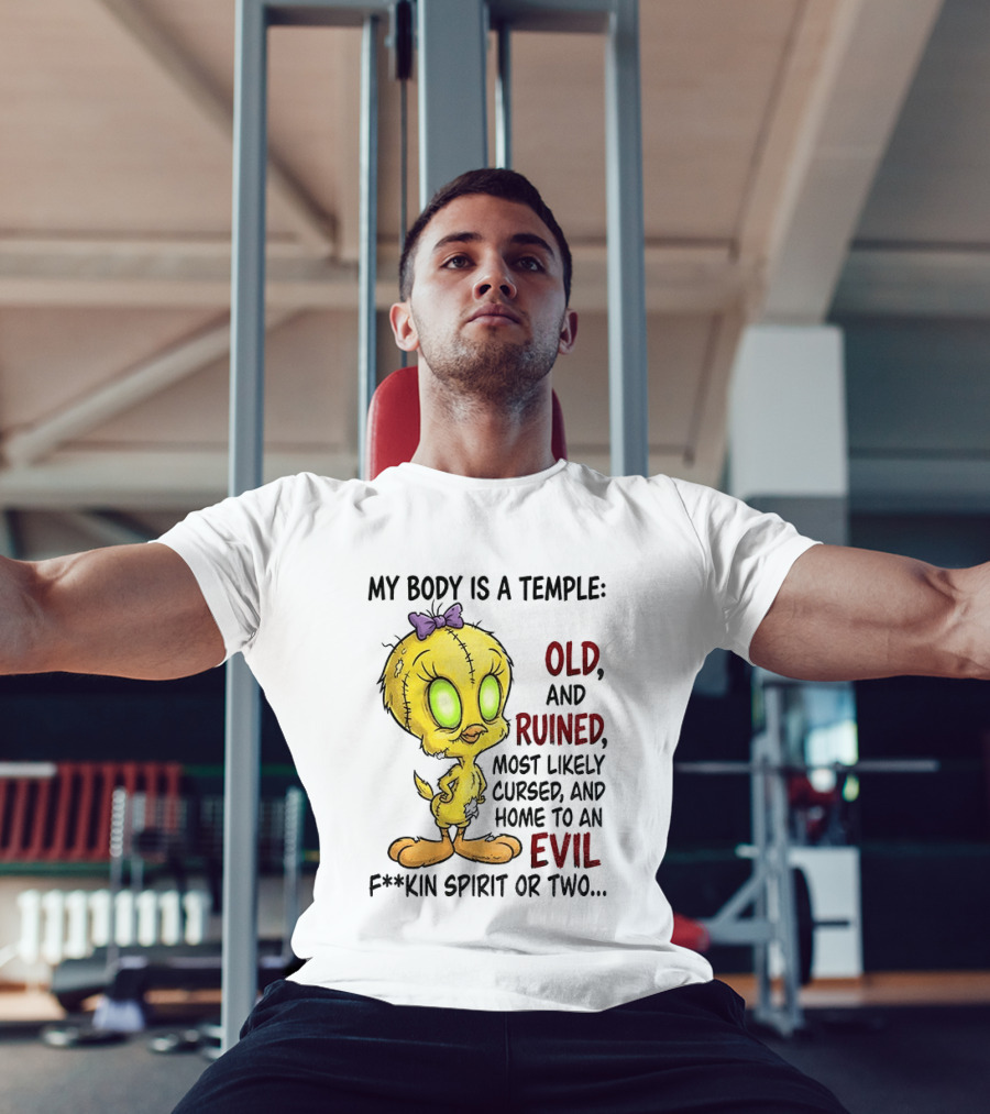 Tweety Bird My Body Is A Temple Old And Ruined Most Likely Cursed And Evil T-Shirt