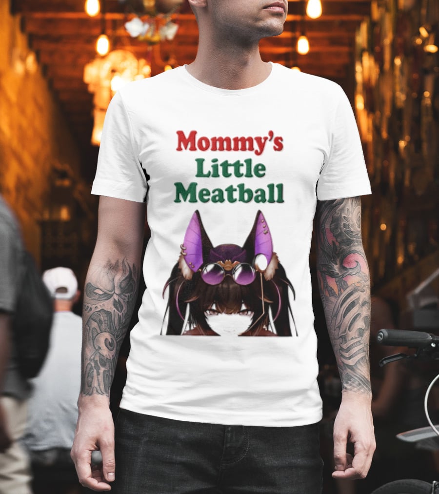 Mommy's Little Meatball Bat Vtuber Black Wings Purple Ears Playful T-Shirt