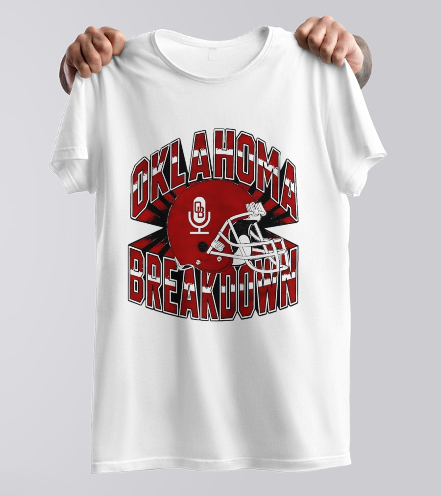 Oklahoma Breakdown Football Helmet OB Podcast T-Shirt