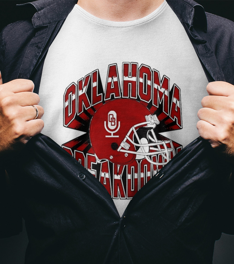 Oklahoma Breakdown Football Helmet OB Podcast T-Shirt