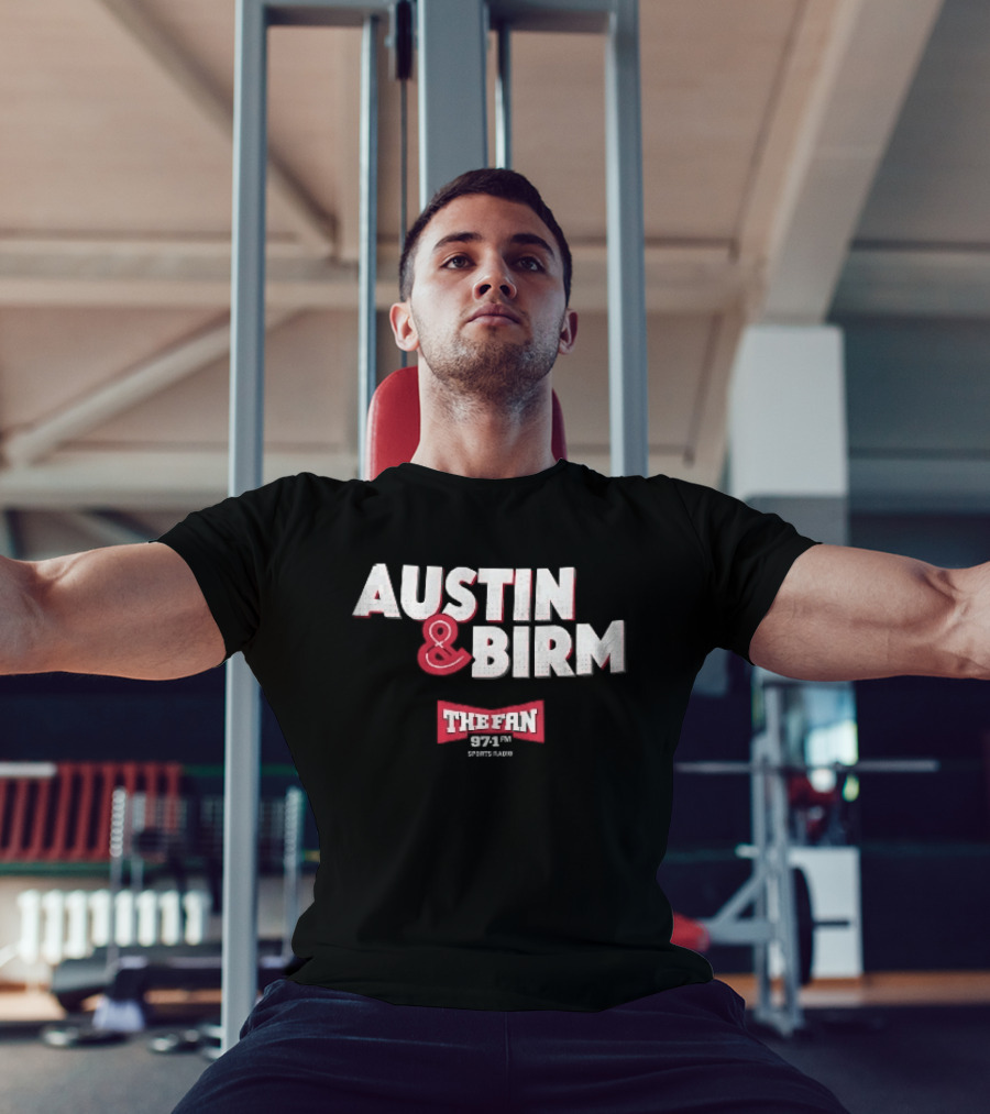 Austin Birm The Fan 97.1 Sports Radio Red Bowtie Block T-Shirt