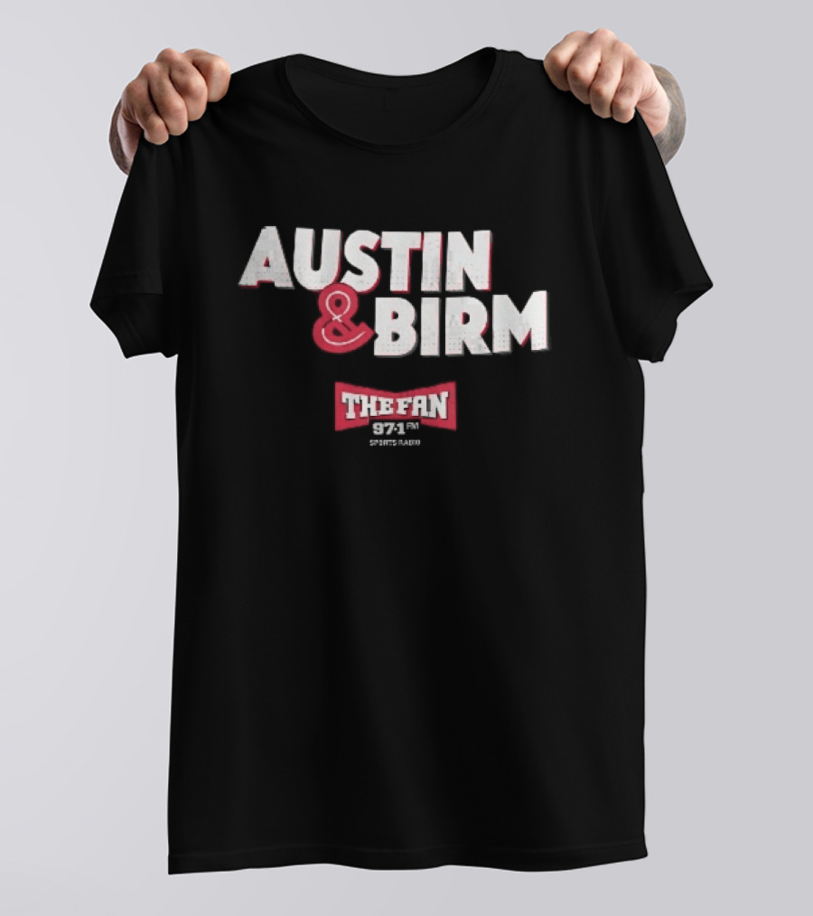 Austin Birm The Fan 97.1 Sports Radio Red Bowtie Block T-Shirt
