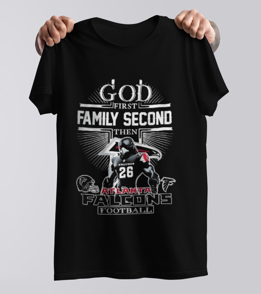 Atlanta Falcons God First Family Second Then Football Jersey 26 Helmet T-Shirt