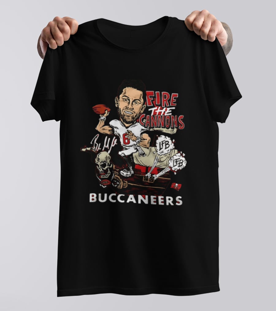 Baker Mayfield Tampa Bay Buccaneers Fire The Cannons LFB Skull Football Caricature T-Shirt