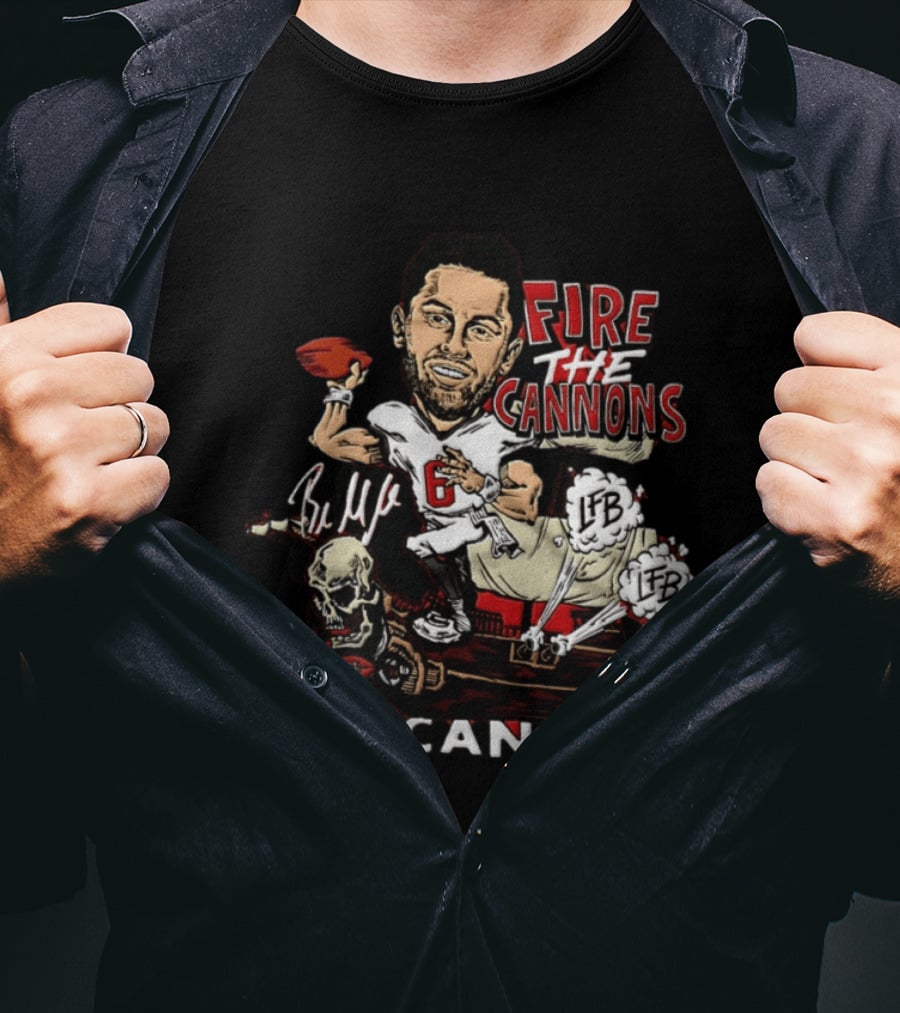 Baker Mayfield Tampa Bay Buccaneers Fire The Cannons LFB Skull Football Caricature T-Shirt