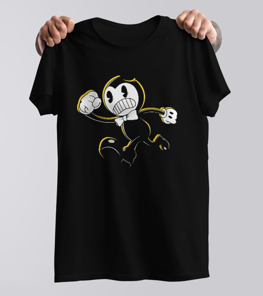 Bendy And The Ink Machine Iconic Cartoon Running With Bowtie T-Shirt