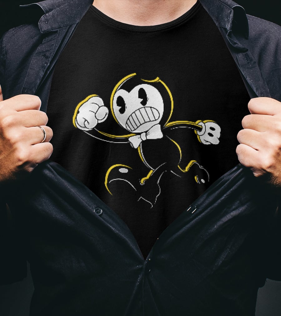 Bendy And The Ink Machine Iconic Cartoon Running With Bowtie T-Shirt