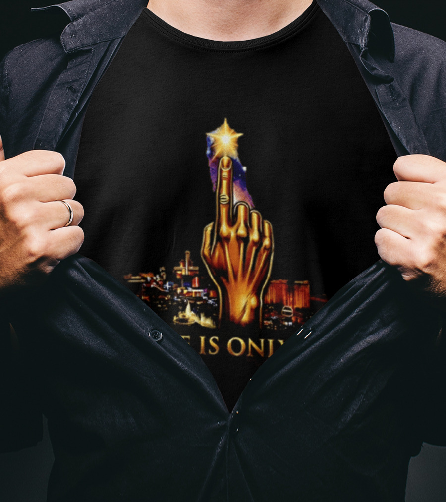 There Is Only One Golden Hand Gesture Cityscape Starry Night T-Shirt