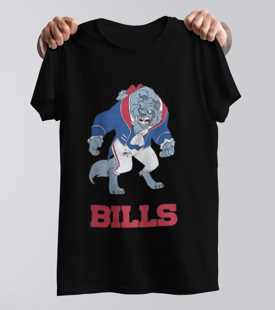 Buffalo Bills Distressed Cartoon Beast Snarling BILLS T-Shirt