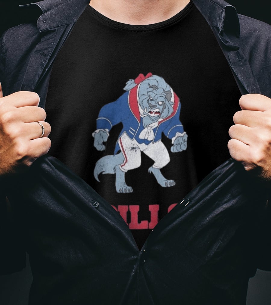 Buffalo Bills Distressed Cartoon Beast Snarling BILLS T-Shirt
