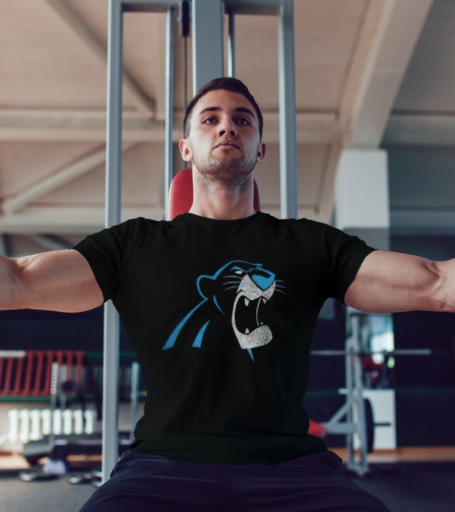 Carolina Panthers Distressed Snarling Panther NFL Team Spirit T-Shirt