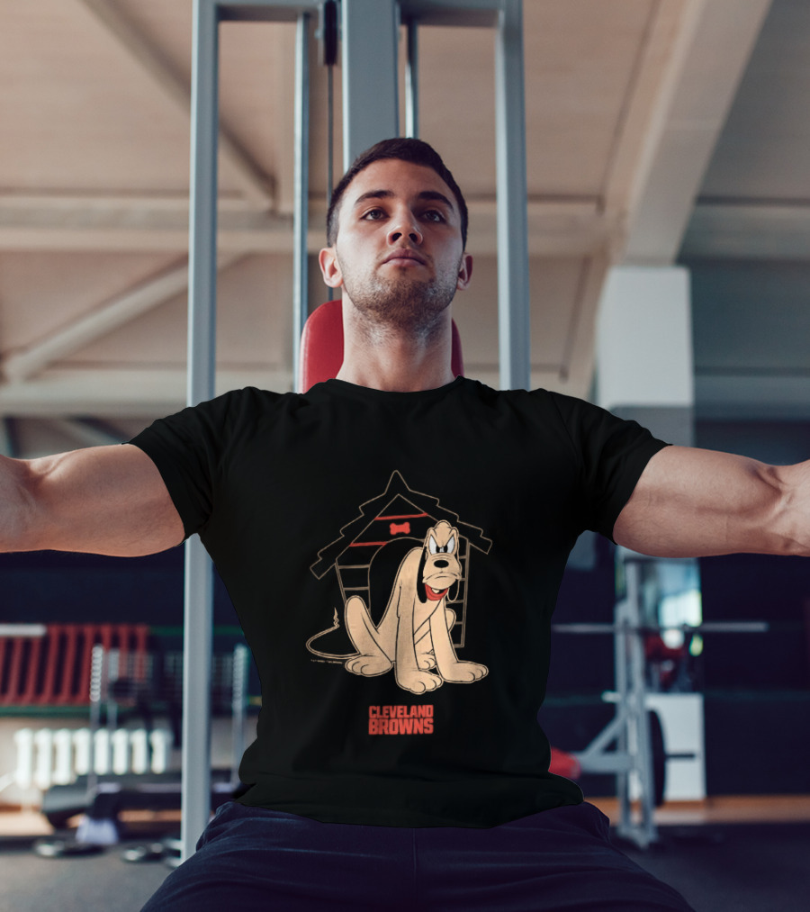 Cleveland Browns Angry Pluto Disney Cartoon Dog Doghouse T-Shirt
