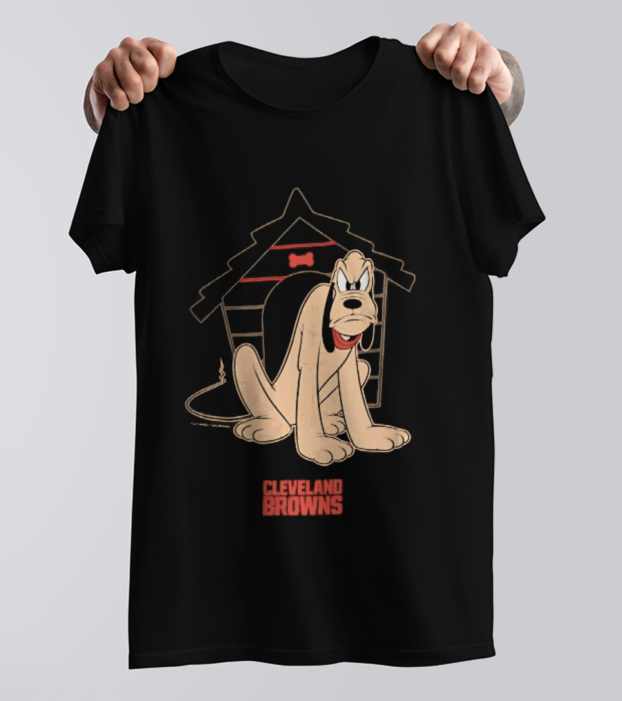 Cleveland Browns Angry Pluto Disney Cartoon Dog Doghouse T-Shirt