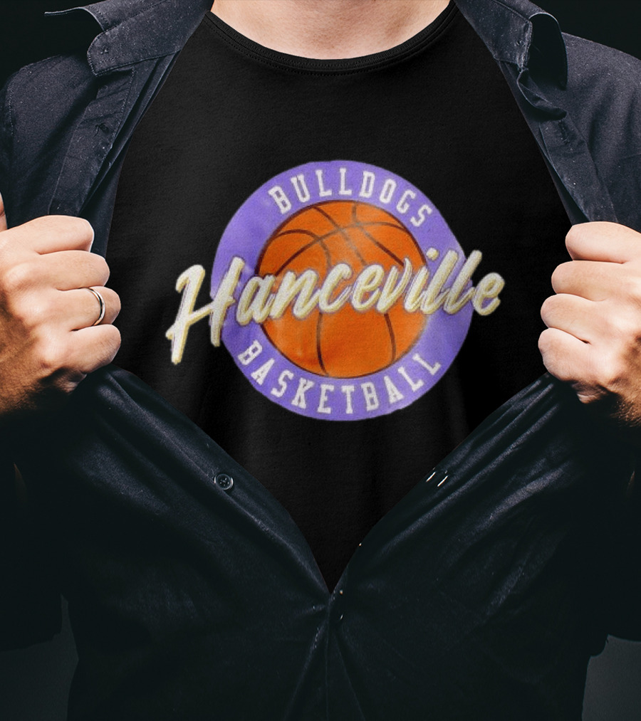 Hanceville Bulldogs Basketball Purple Circle Orange Ball T-Shirt