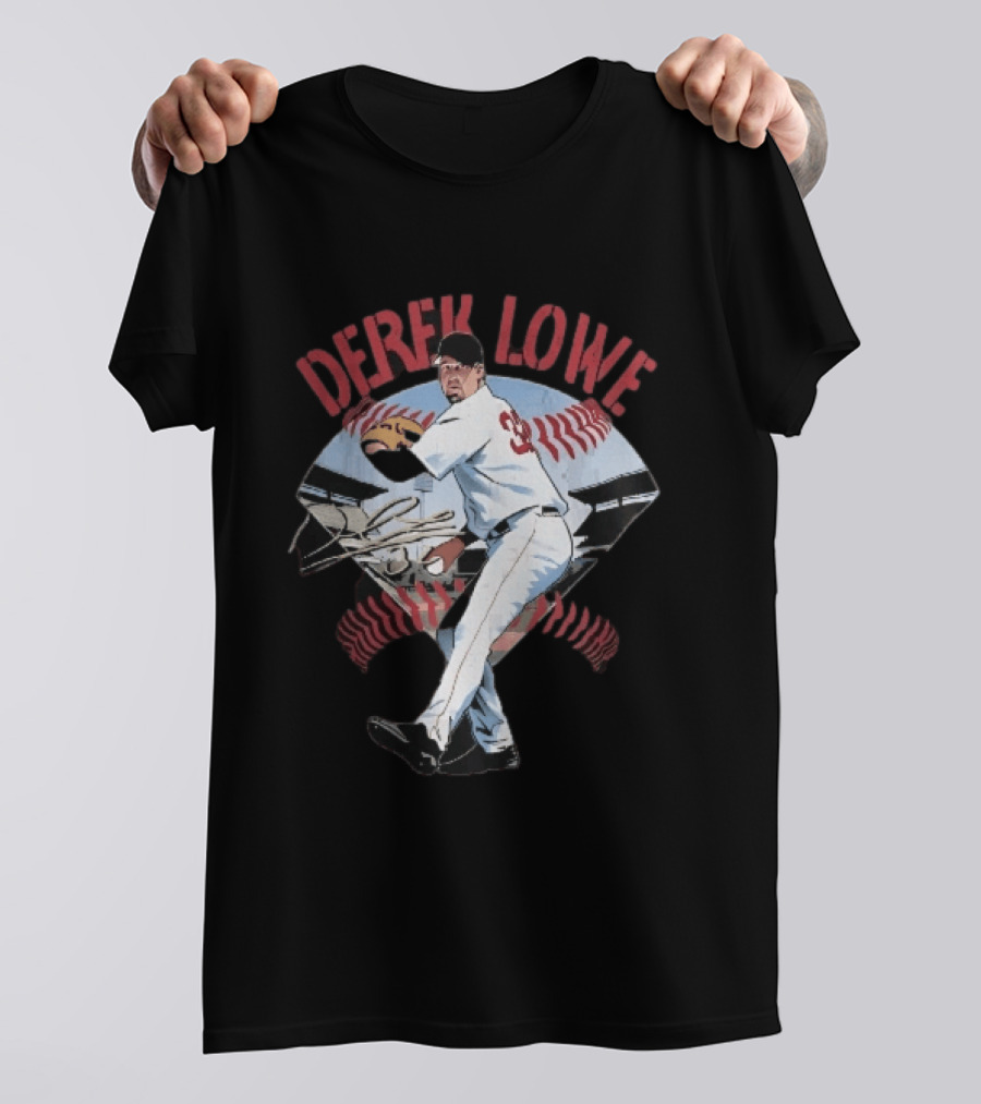 Derek Lowe Number 32 Pitcher Vintage Baseball Action T-Shirt