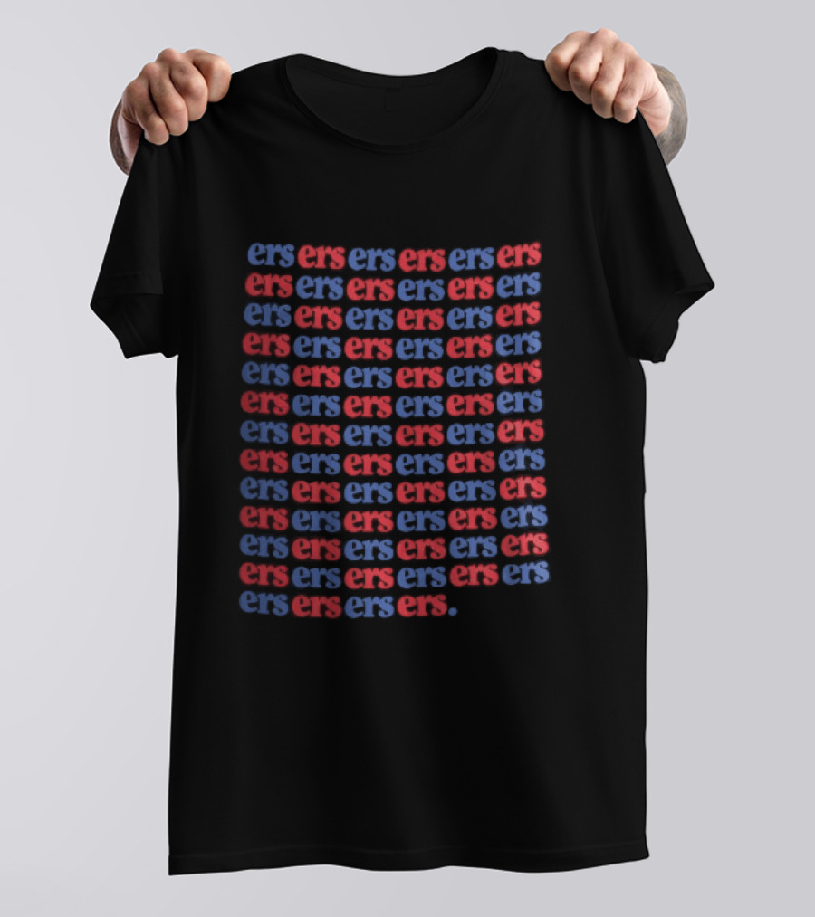 Ers Red Blue Repeating Font Grid T-Shirt
