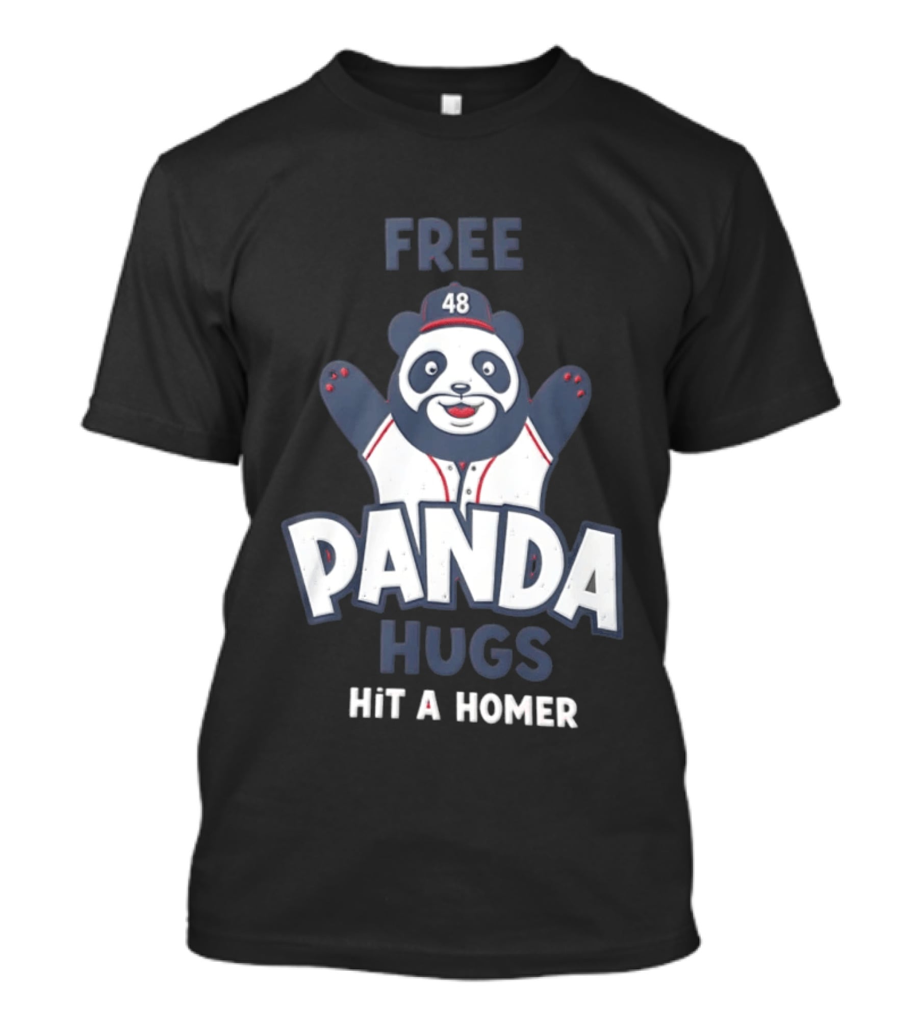 Free Panda Hugs Hit A Homer Baseball Number 48 T-Shirt