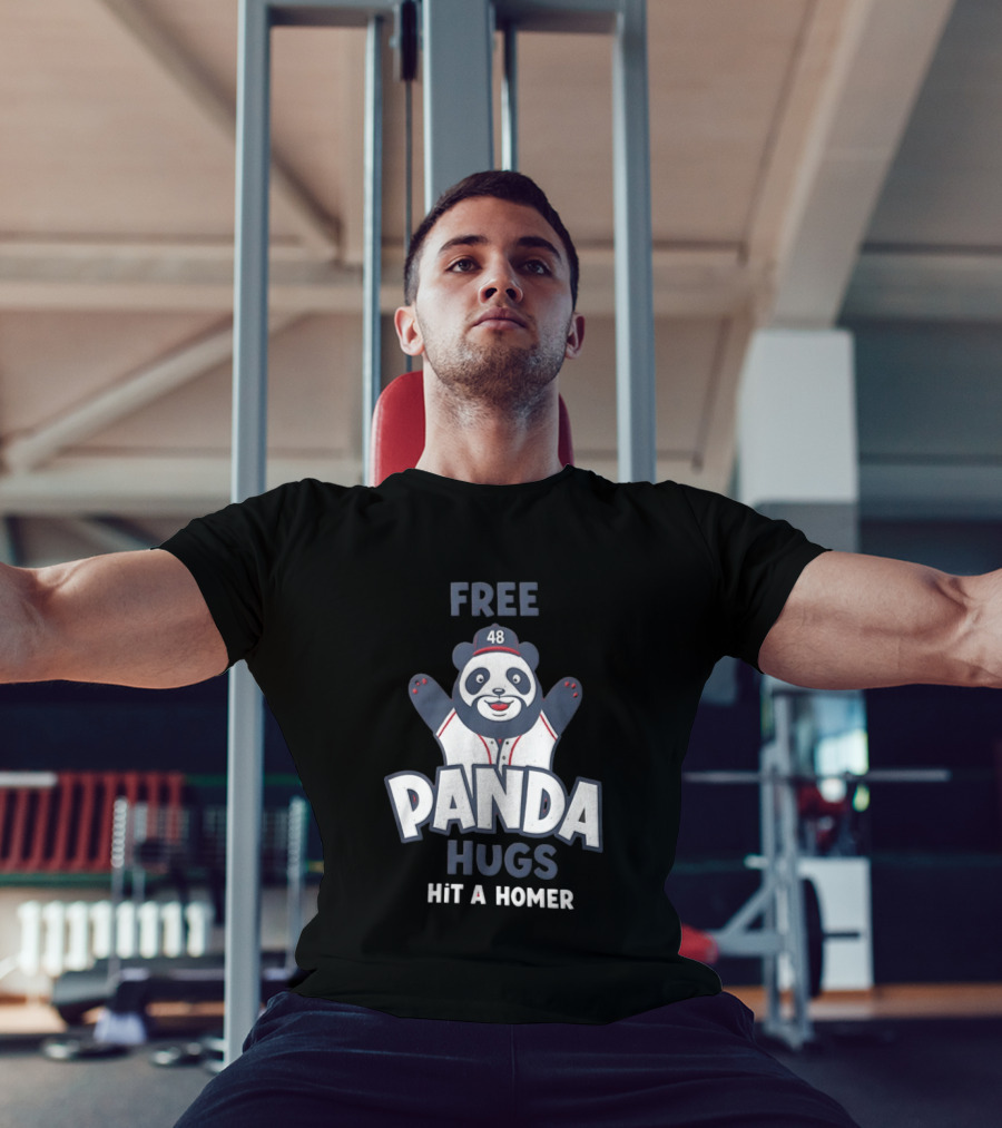 Free Panda Hugs Hit A Homer Baseball Number 48 T-Shirt