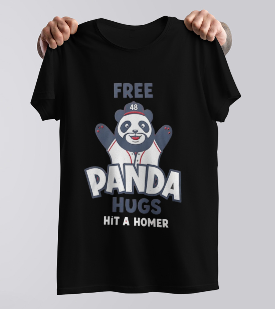 Free Panda Hugs Hit A Homer Baseball Number 48 T-Shirt