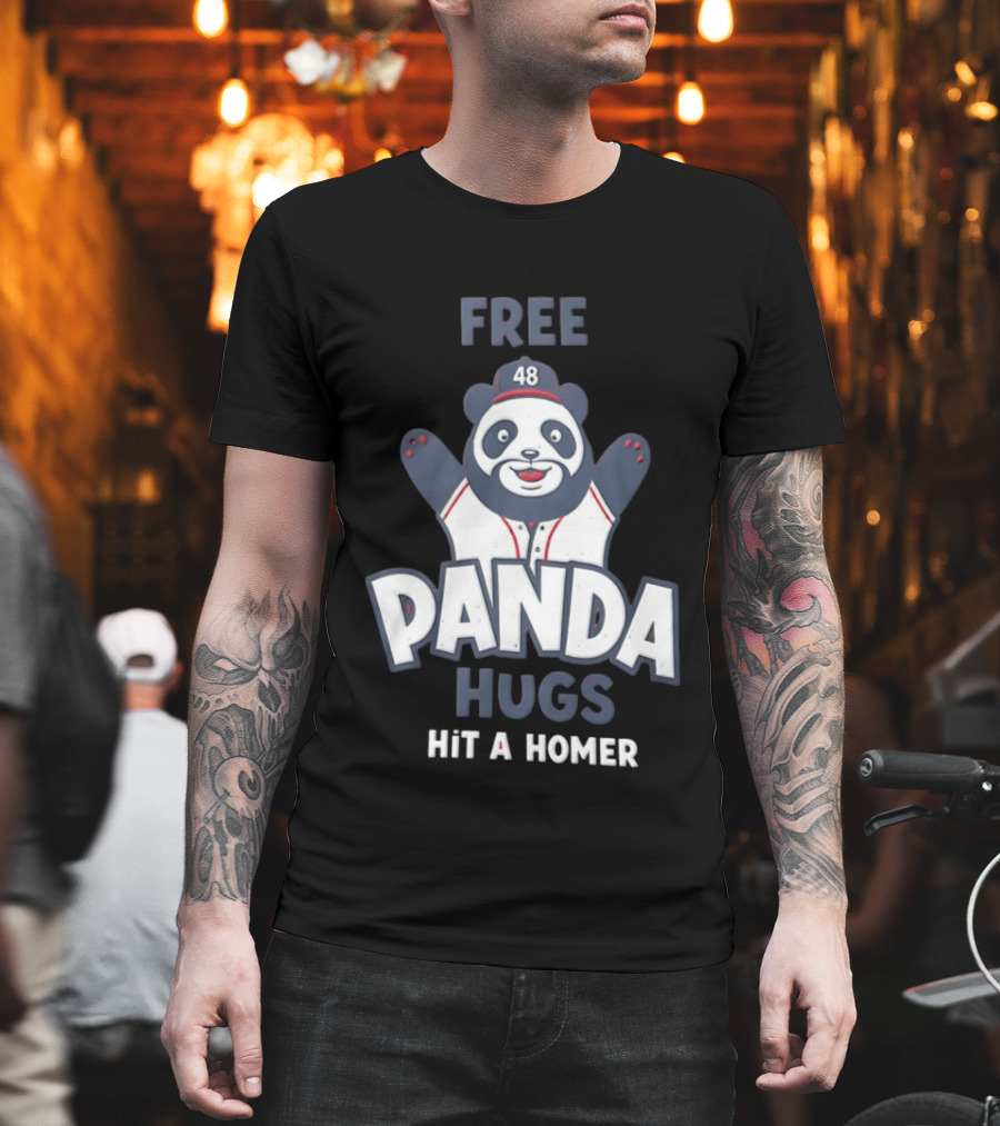 Free Panda Hugs Hit A Homer Baseball Number 48 T-Shirt