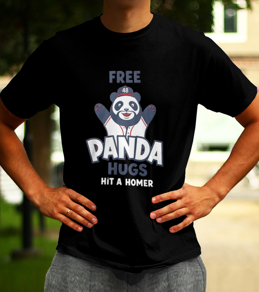 Free Panda Hugs Hit A Homer Baseball Number 48 T-Shirt