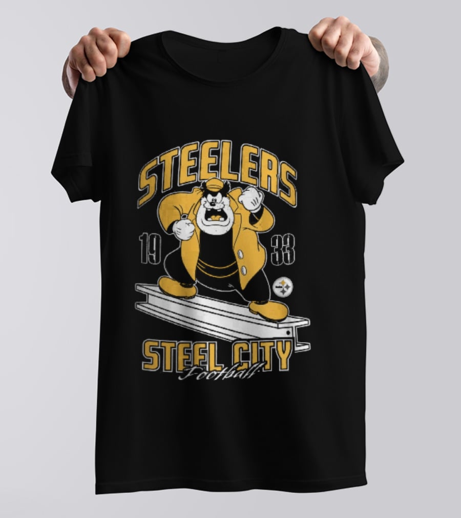 Pittsburgh Steelers 1933 Steel City Football Cartoon Beam T-Shirt