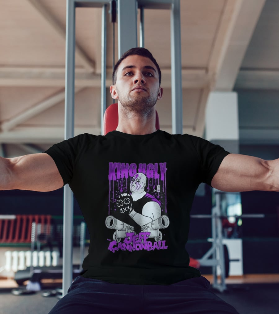King Ugly War Jeff Cannonball Bald Wrestler Cannons Purple Dripping Paint T-Shirt