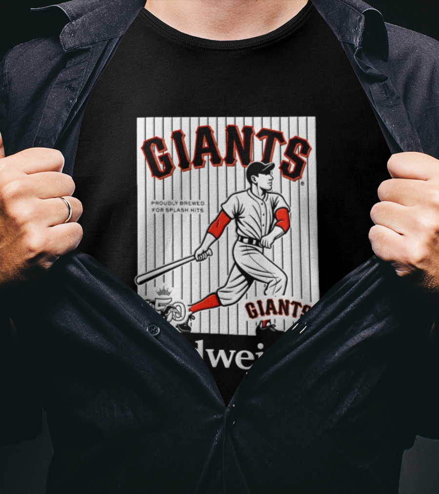 San Francisco Giants 150 Years Budweiser Splash Hits Baseball T-Shirt
