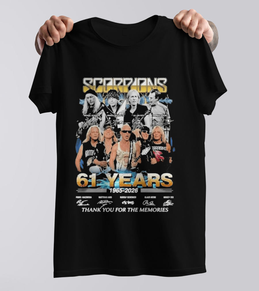 Scorpions Band 61 Years 1965 2026 Thank You For The Memories T-Shirt