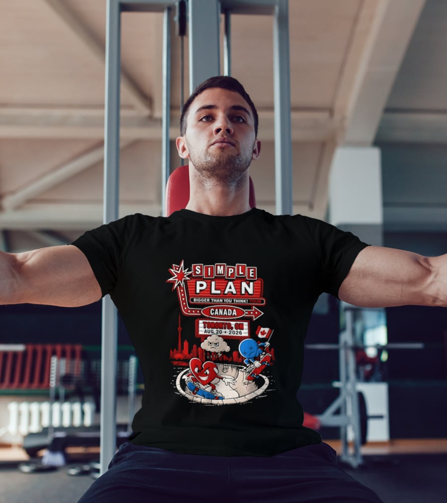 Simple Plan Toronto ON Canada 2026 Bigger Than You Think Tour Skyline And Flag T-Shirt