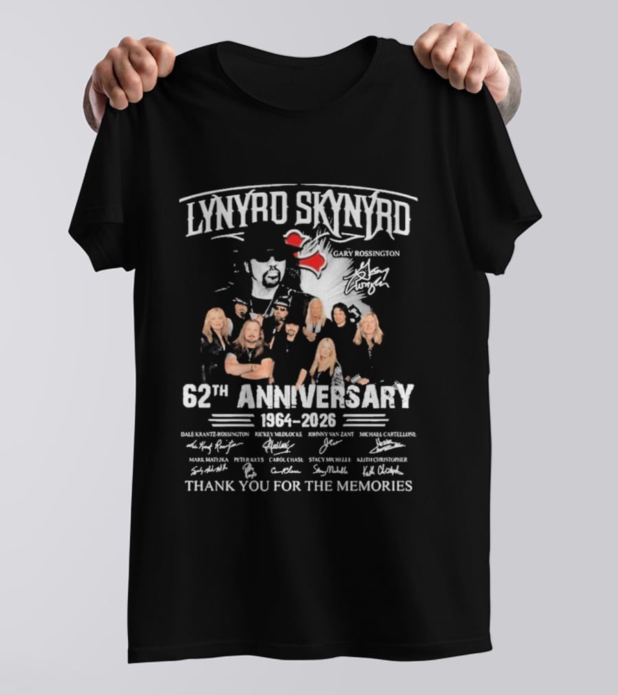 Lynyrd Skynyrd 62th Anniversary 1964 2026 Signatures Thank You For The Memories T-Shirt