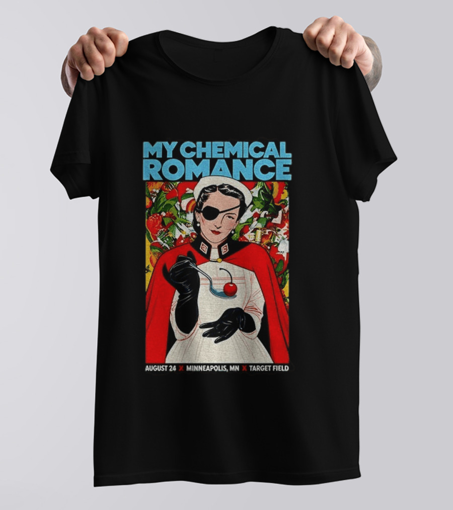 My Chemical Romance Nurse Eye Patch Cherry August 24 Minneapolis Target Field T-Shirt