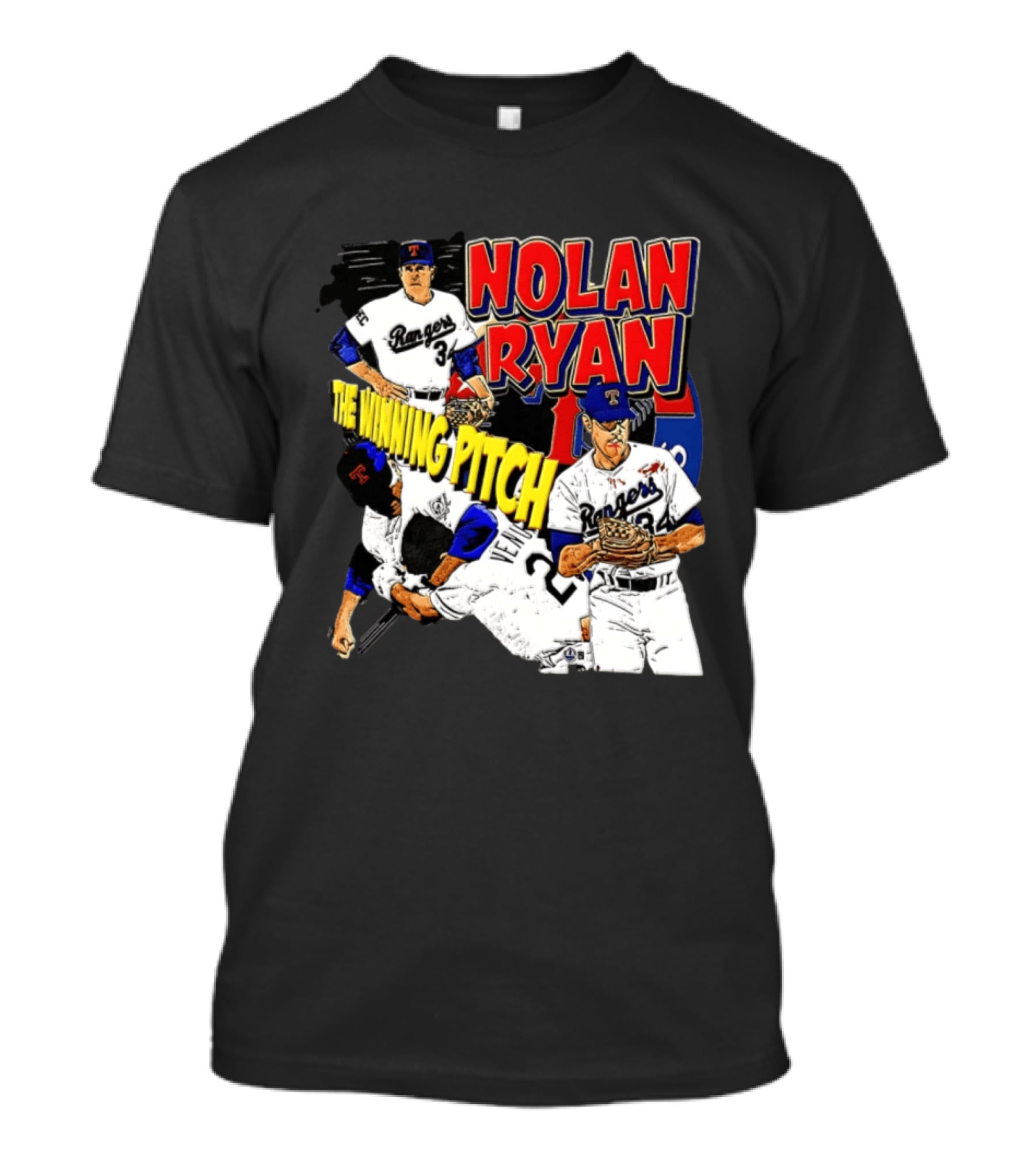Nolan Ryan Texas Rangers The Winning Pitch Classic Baseball 34 T-Shirt