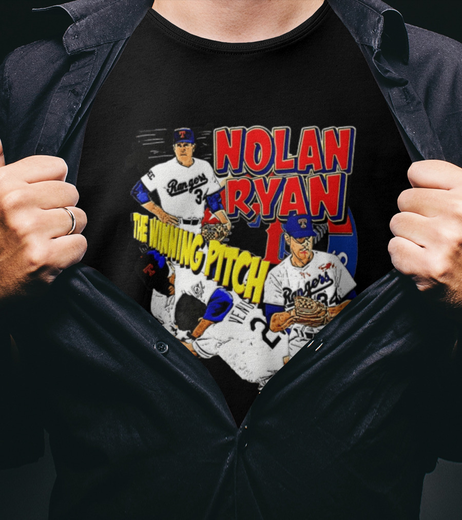 Nolan Ryan Texas Rangers The Winning Pitch Classic Baseball 34 T-Shirt