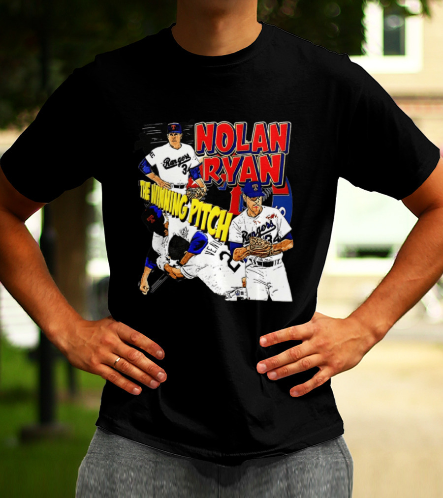 Nolan Ryan Texas Rangers The Winning Pitch Classic Baseball 34 T-Shirt