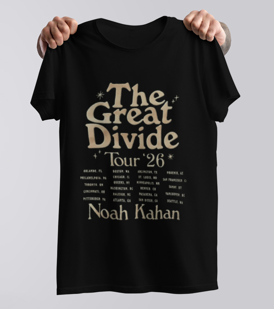 The Great Divide Tour 26 Orlando FL Noah Kahan Event Dates T-Shirt