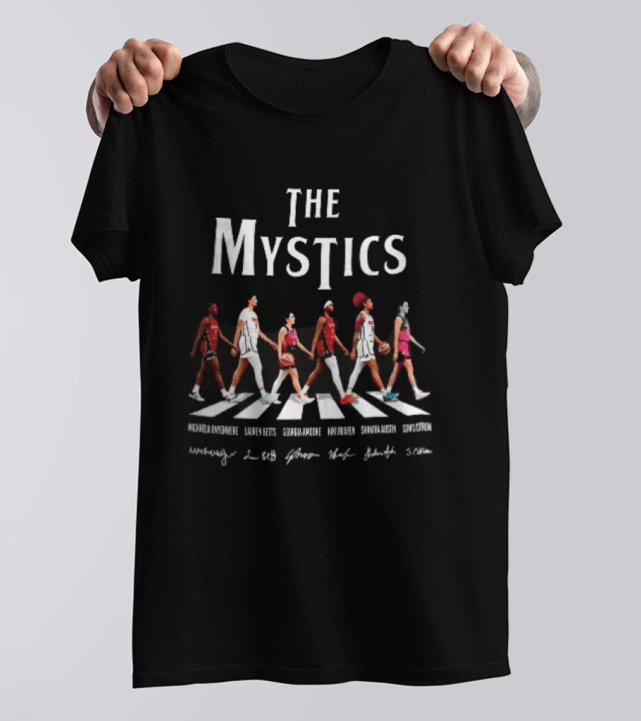 The Mystics WNBA Players Walking Crosswalk Michaela Onyenwere Lauren Betts Signatures T-Shirt