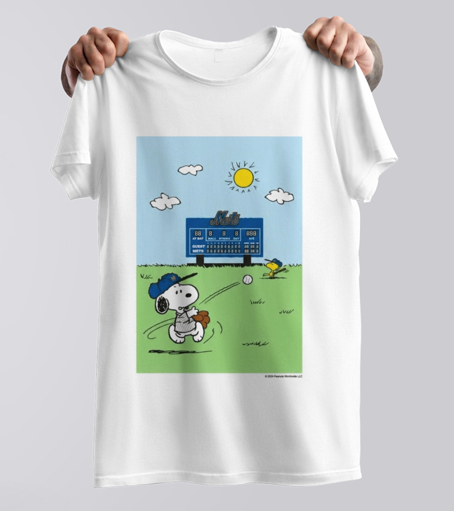 2026 Mets Snoopy Woodstock Baseball Game Scoreboard T-Shirt