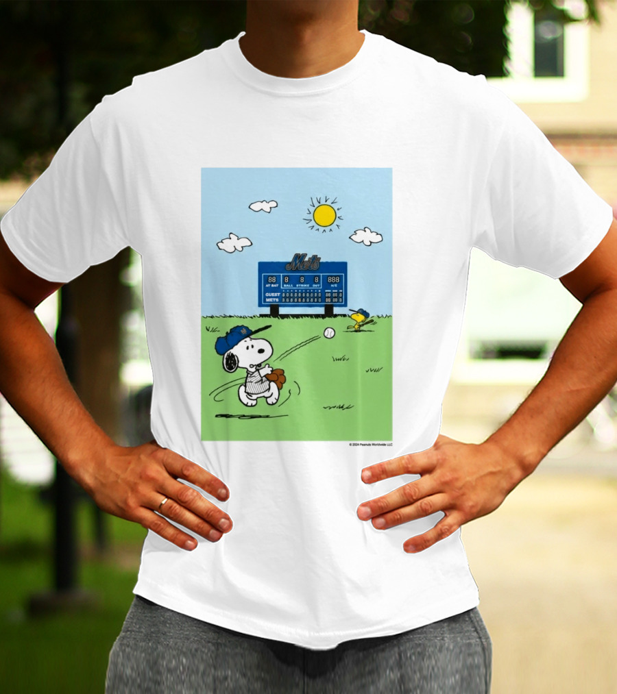 2026 Mets Snoopy Woodstock Baseball Game Scoreboard T-Shirt