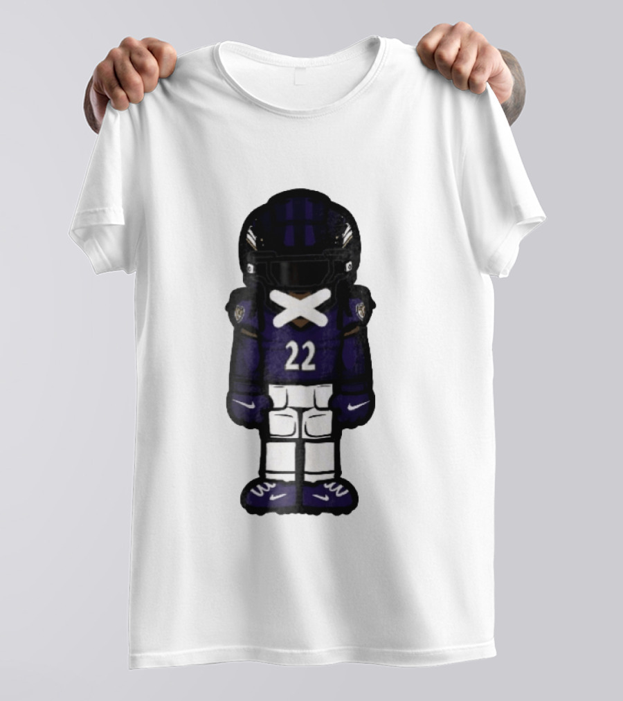 Baltimore Ravens Number 22 Cartoon Character Purple Uniform Football Player T-Shirt