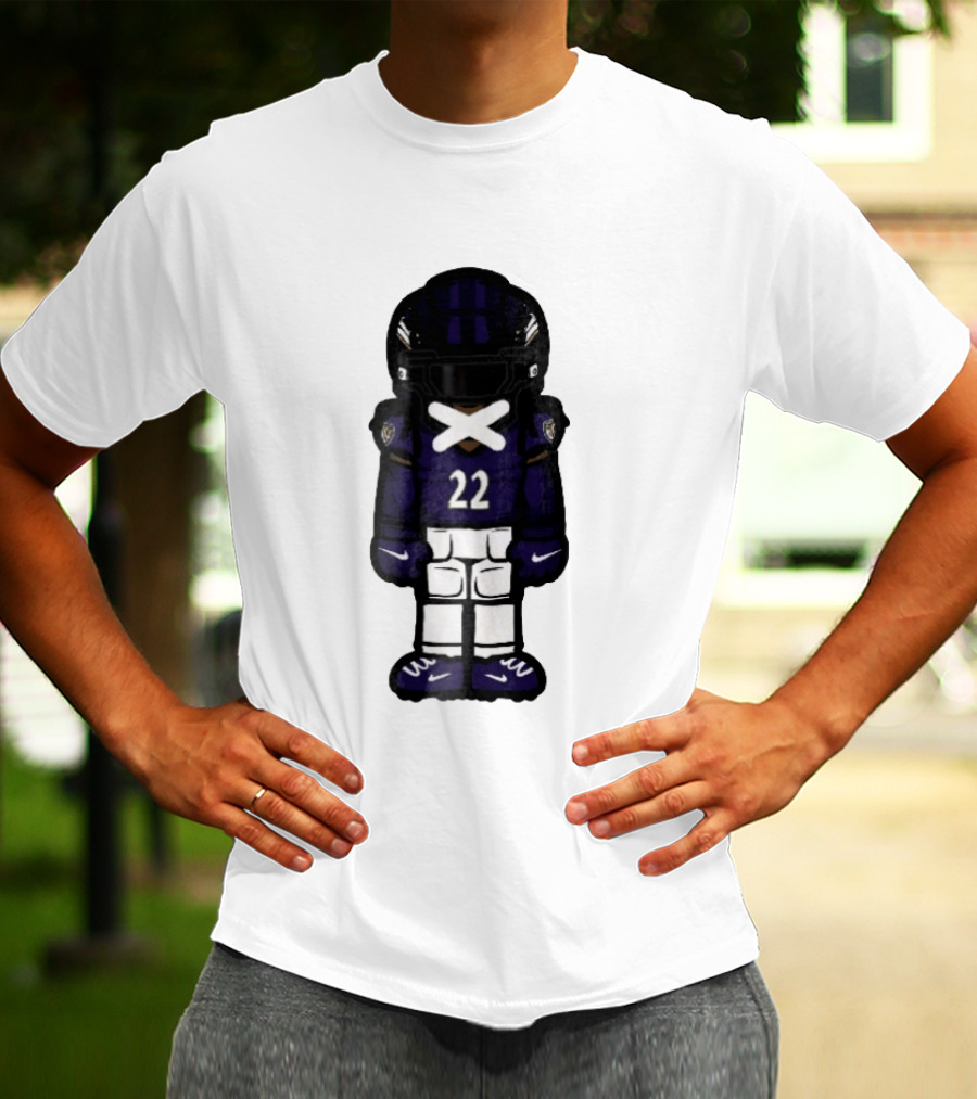 Baltimore Ravens Number 22 Cartoon Character Purple Uniform Football Player T-Shirt