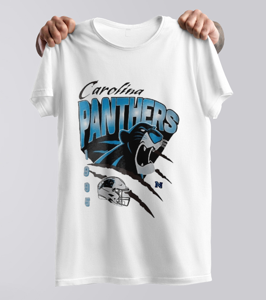Carolina Panthers 1995 Roaring Head Claw Marks Football Helmet T-Shirt