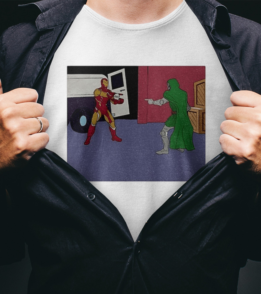 Doctor Doom Vs Ironman Pointing Meme Standoff T-Shirt