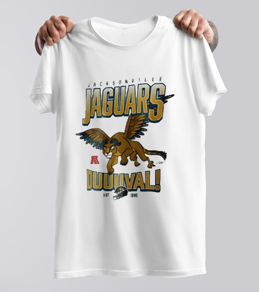 Jacksonville Jaguars Duuuval Winged Creature Est 1995 Football Helmet Cartoon T-Shirt