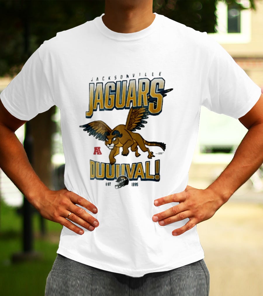 Jacksonville Jaguars Duuuval Winged Creature Est 1995 Football Helmet Cartoon T-Shirt